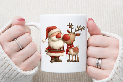 Santa Claus and Reindeer Christmas PNG Clipart Bundle