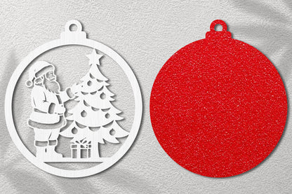 Santa Decorating Christmas Tree SVG
