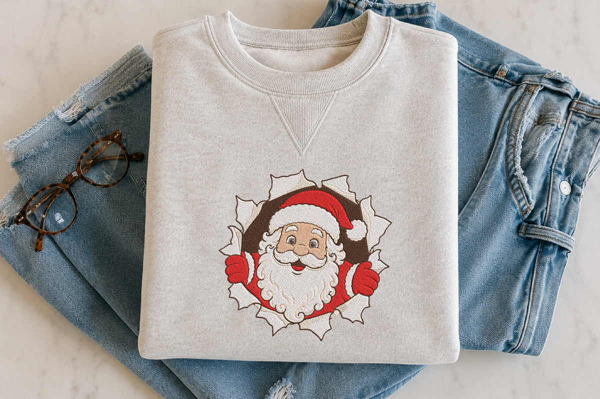Santa Embroidery Design – Cute Santa Claus Machine Embroidery Pattern, Festive Christmas & Holiday Embroidery Design
