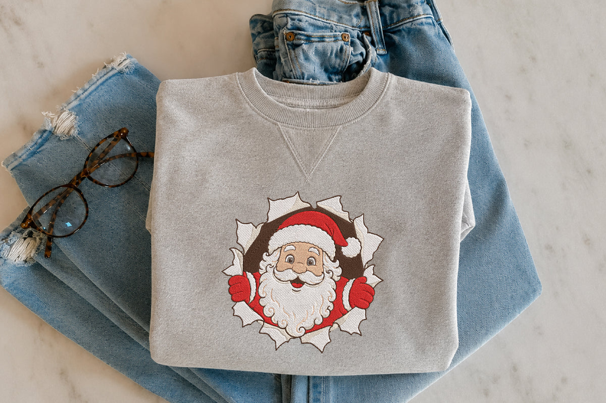 Santa Embroidery Design – Cute Santa Claus Machine Embroidery Pattern, Festive Christmas & Holiday Embroidery Design