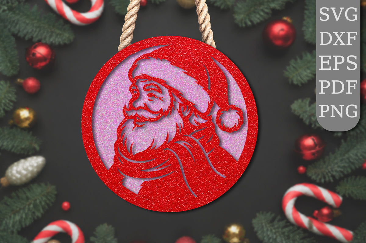 Santa Face Ornament Laser Cut SVG Bundle