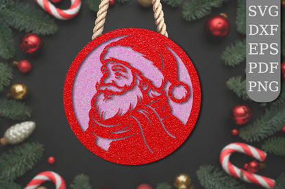 Santa Face Ornament Laser Cut SVG Bundle