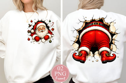 Santa Front and Back Christmas PNG Funny Holiday Design