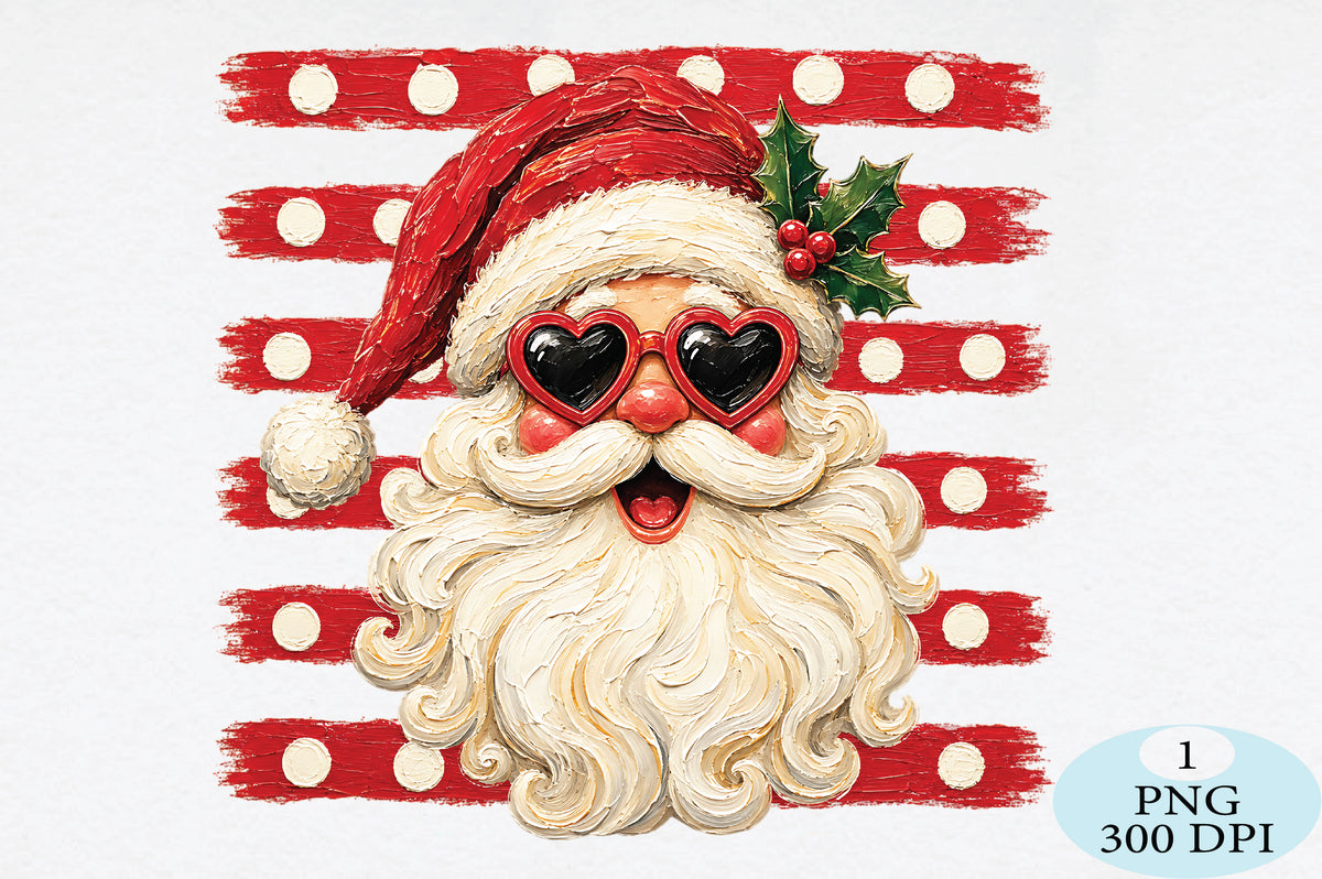 Santa Heart Sunglasses Christmas PNG