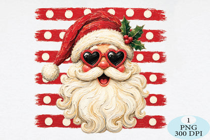Santa Heart Sunglasses Christmas PNG