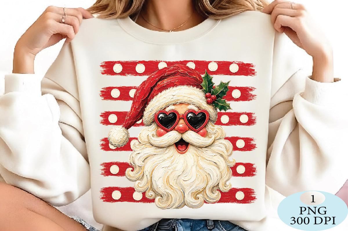 Santa Heart Sunglasses Christmas PNG