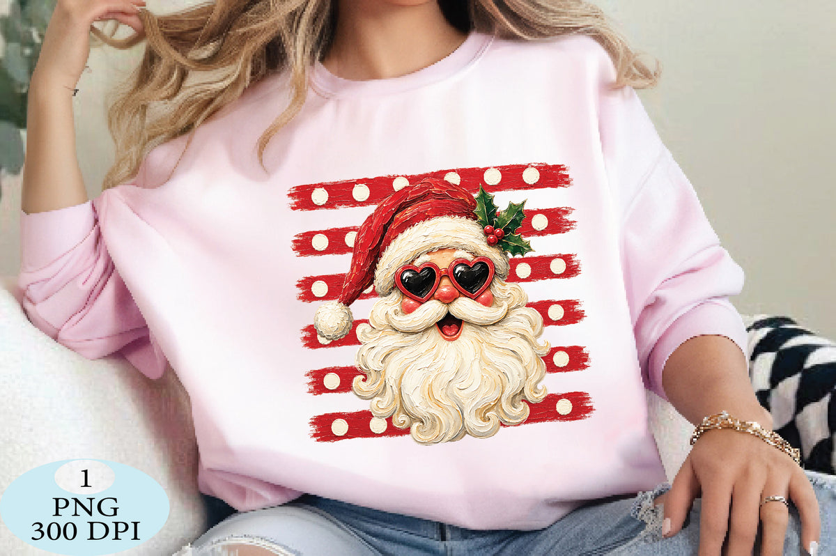 Santa Heart Sunglasses Christmas PNG