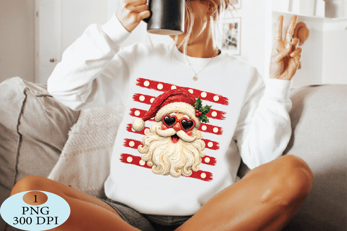 Santa Heart Sunglasses Christmas PNG
