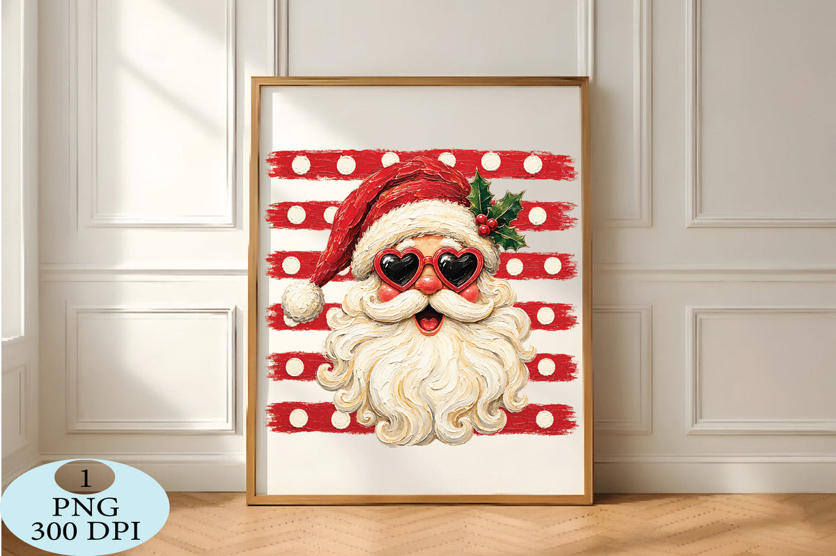Santa Heart Sunglasses Christmas PNG