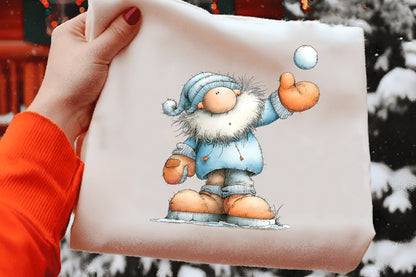 Santa Holding Snowball Christmas Clipart PNG Bundle | Cute Watercolor Santa Claus Winter Clipart | Festive Holiday Santa PNG