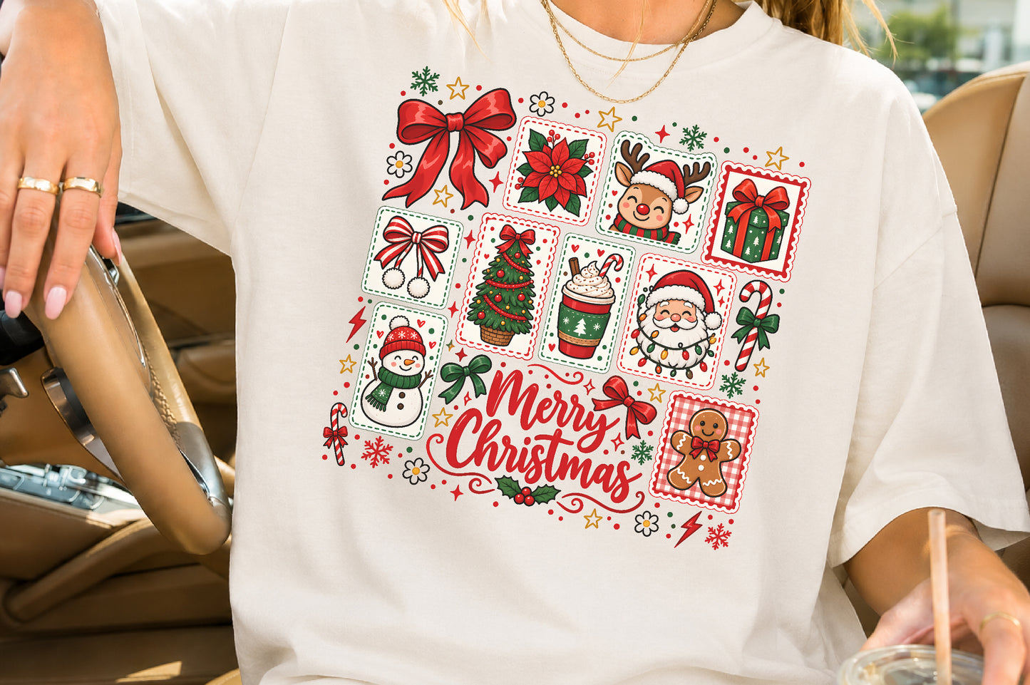 Merry Christmas Santa Holiday Elements PNG Cute Christmas Sublimation Design