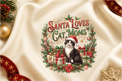 Santa Loves Cat Moms PNG
