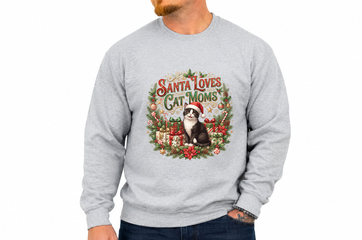 Santa Loves Cat Moms PNG