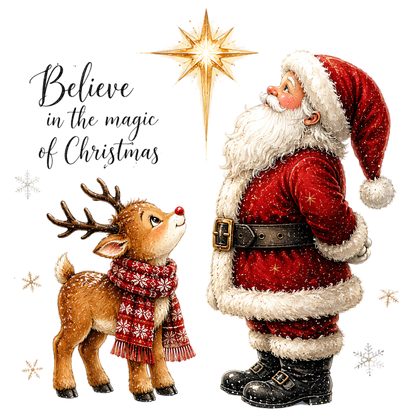 Santa Reindeer Christmas Magic PNG