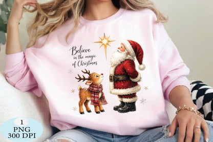 Santa Reindeer Christmas Magic PNG