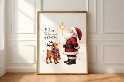 Santa Reindeer Christmas Magic PNG