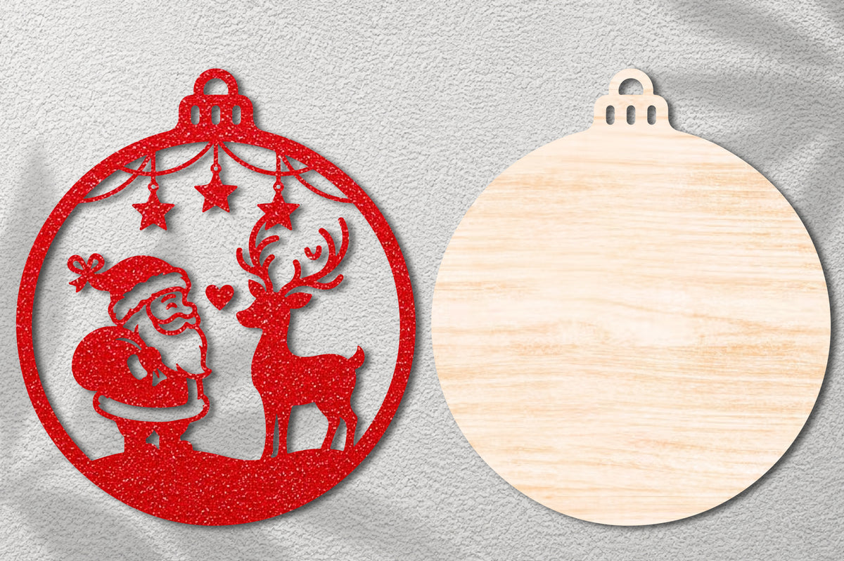 Santa Reindeer Ornament Laser Cut SVG