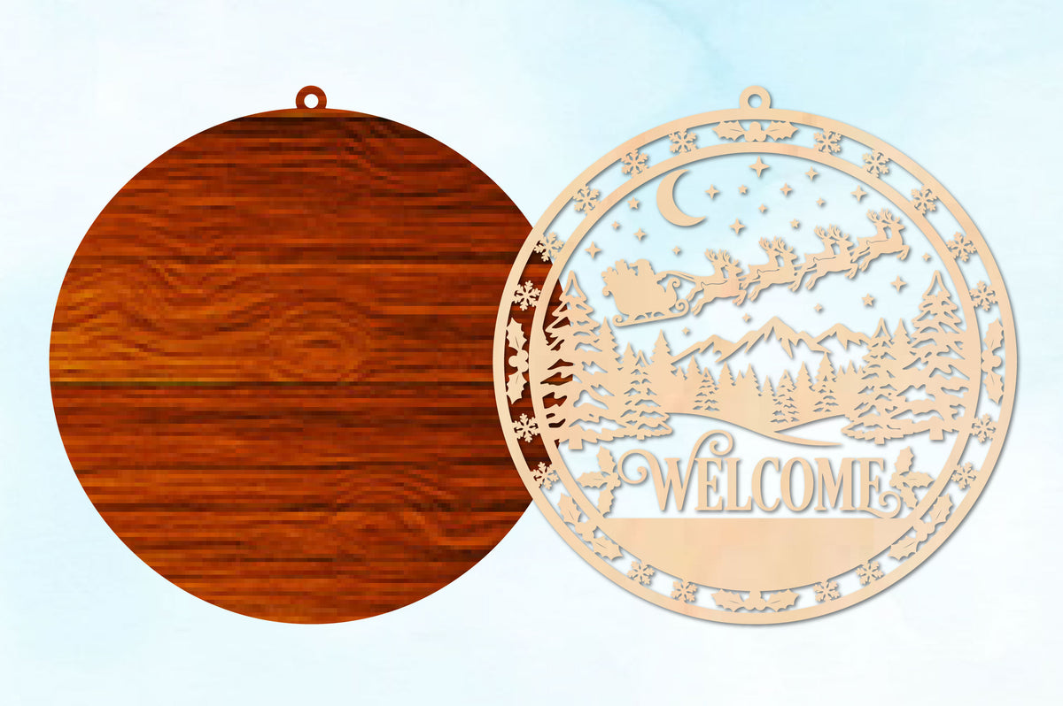 Santa Sleigh Christmas Welcome Sign SVG
