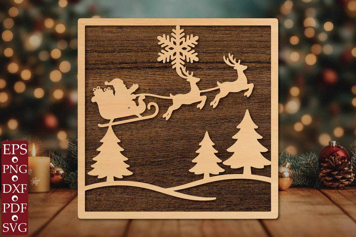 Santa Sleigh Reindeer SVG