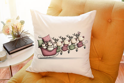Santa Sleigh and Reindeer Christmas Clipart PNG Bundle