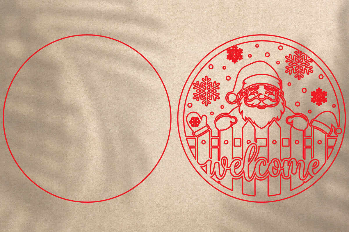 Santa Welcome Christmas Laser Cut SVG | Santa Claus Christmas Ornament Design