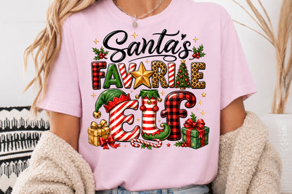 Santa's Favorite Elf Christmas PNG Cute Holiday Sublimation Design