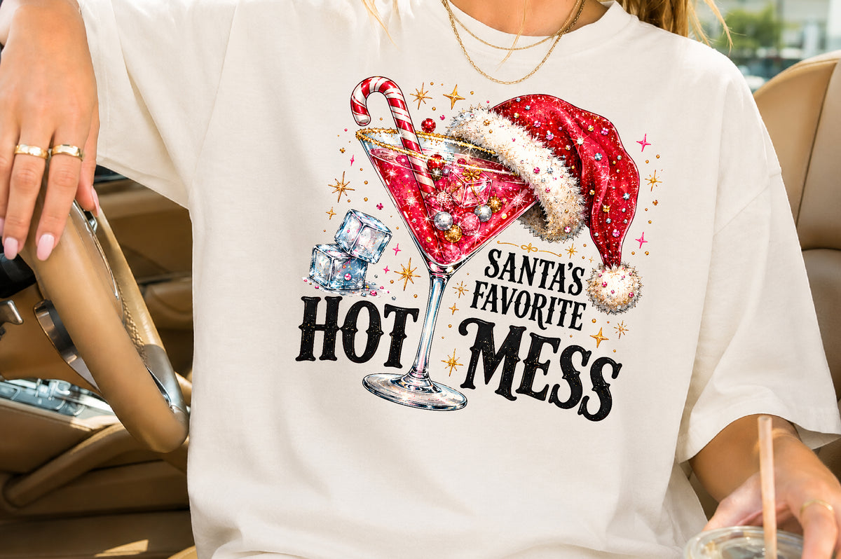 Santa's Favorite Hot Mess Christmas PNG Sublimation Design
