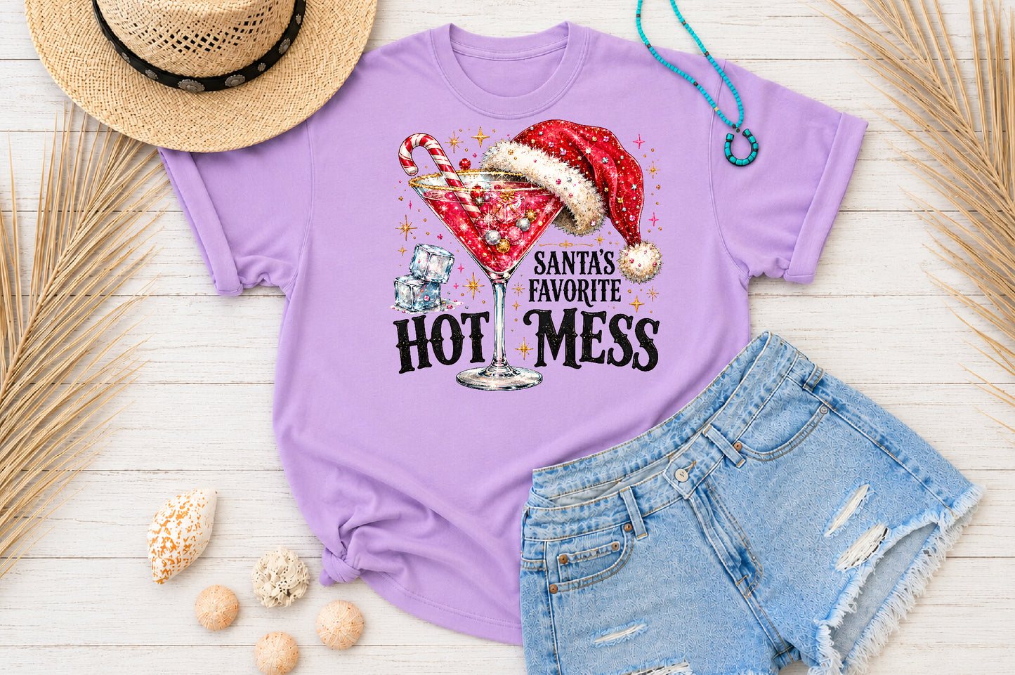 Santa's Favorite Hot Mess Christmas PNG Sublimation Design