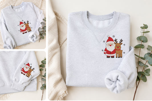Santa and Reindeer Embroidery Design