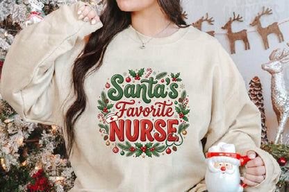 Santa's Favorite Nurse Christmas PNG, Christmas Nurse Sublimation Design, Holiday Nurse Shirt PNG