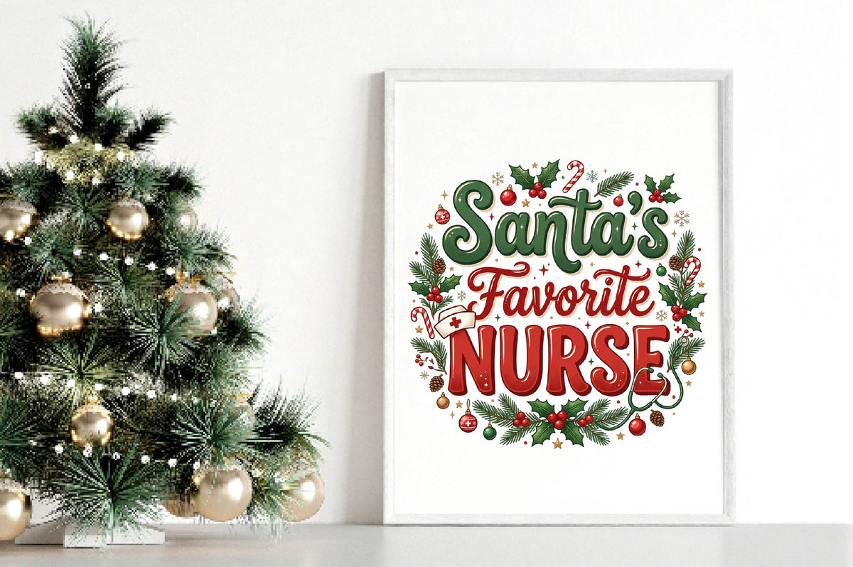 Santa's Favorite Nurse Christmas PNG, Christmas Nurse Sublimation Design, Holiday Nurse Shirt PNG