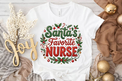 Santa's Favorite Nurse Christmas PNG, Christmas Nurse Sublimation Design, Holiday Nurse Shirt PNG