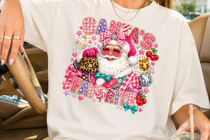 Santa’s Favorite Retro Pink Christmas Sublimation PNG