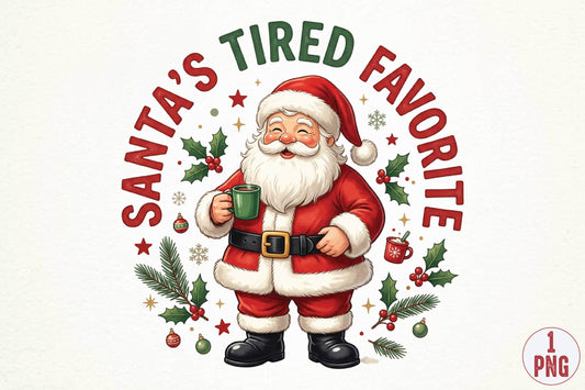 Santa's Tired Favorite Christmas PNG, Funny Santa Holiday Sublimation Design, Christmas Shirt PNG