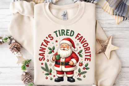 Santa's Tired Favorite Christmas PNG, Funny Santa Holiday Sublimation Design, Christmas Shirt PNG