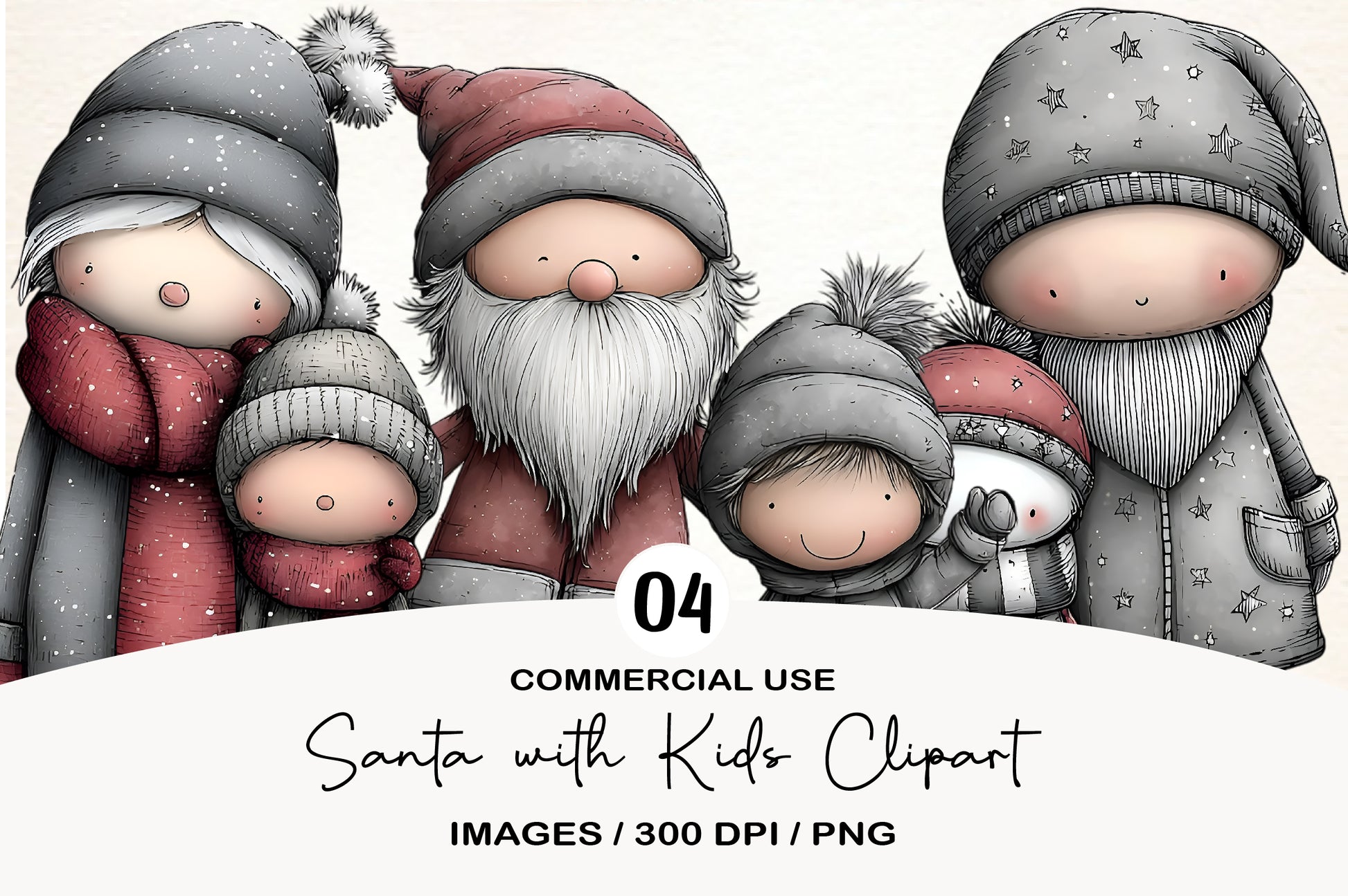 Santa with Kids Christmas PNG | Santa Claus Clipart | 4 PNG