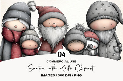 Santa with Kids Christmas PNG | Santa Claus Clipart | 4 PNG