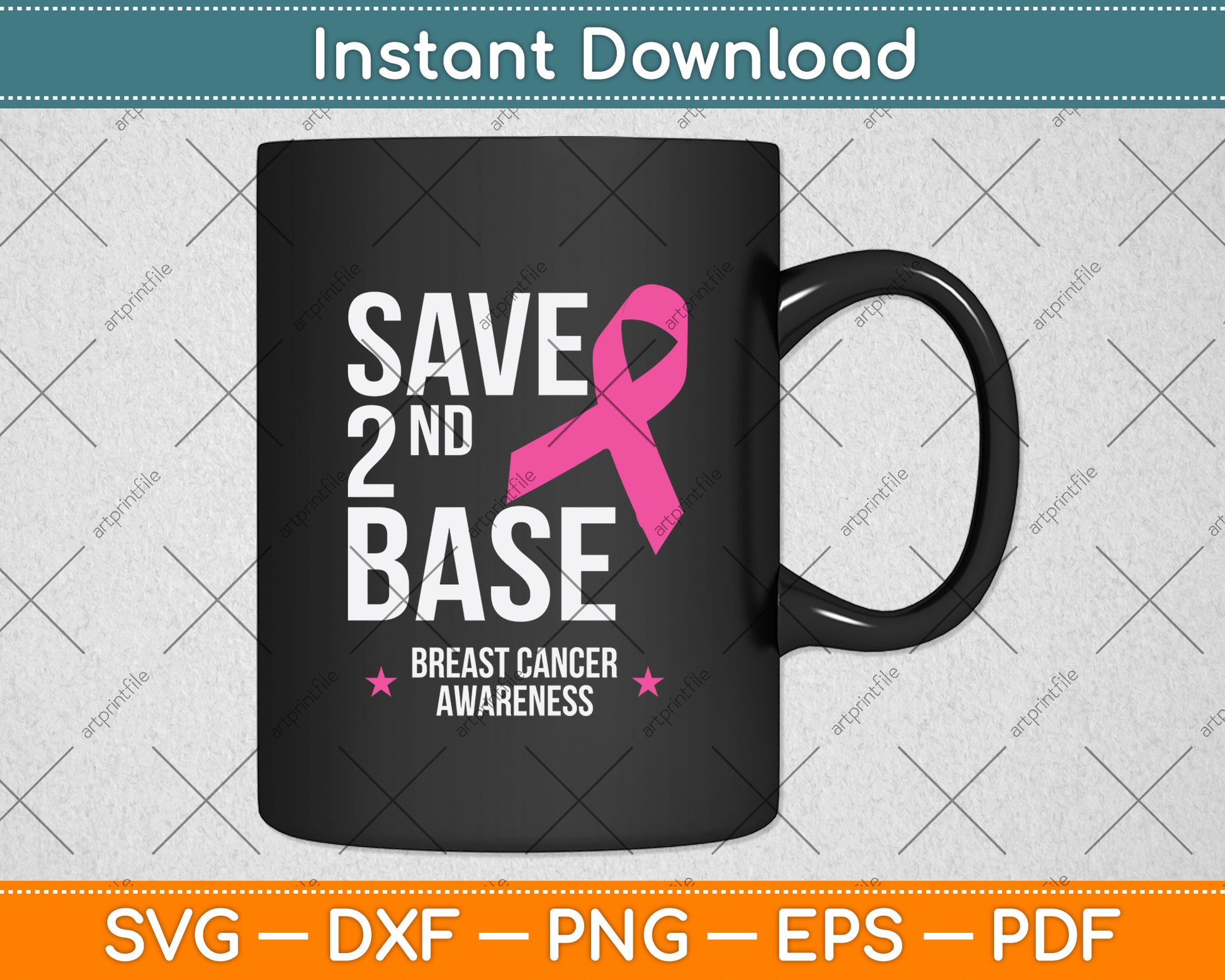 Save 2nd Base Breast Cancer Awareness Svg Png Dxf Digital Cutting File