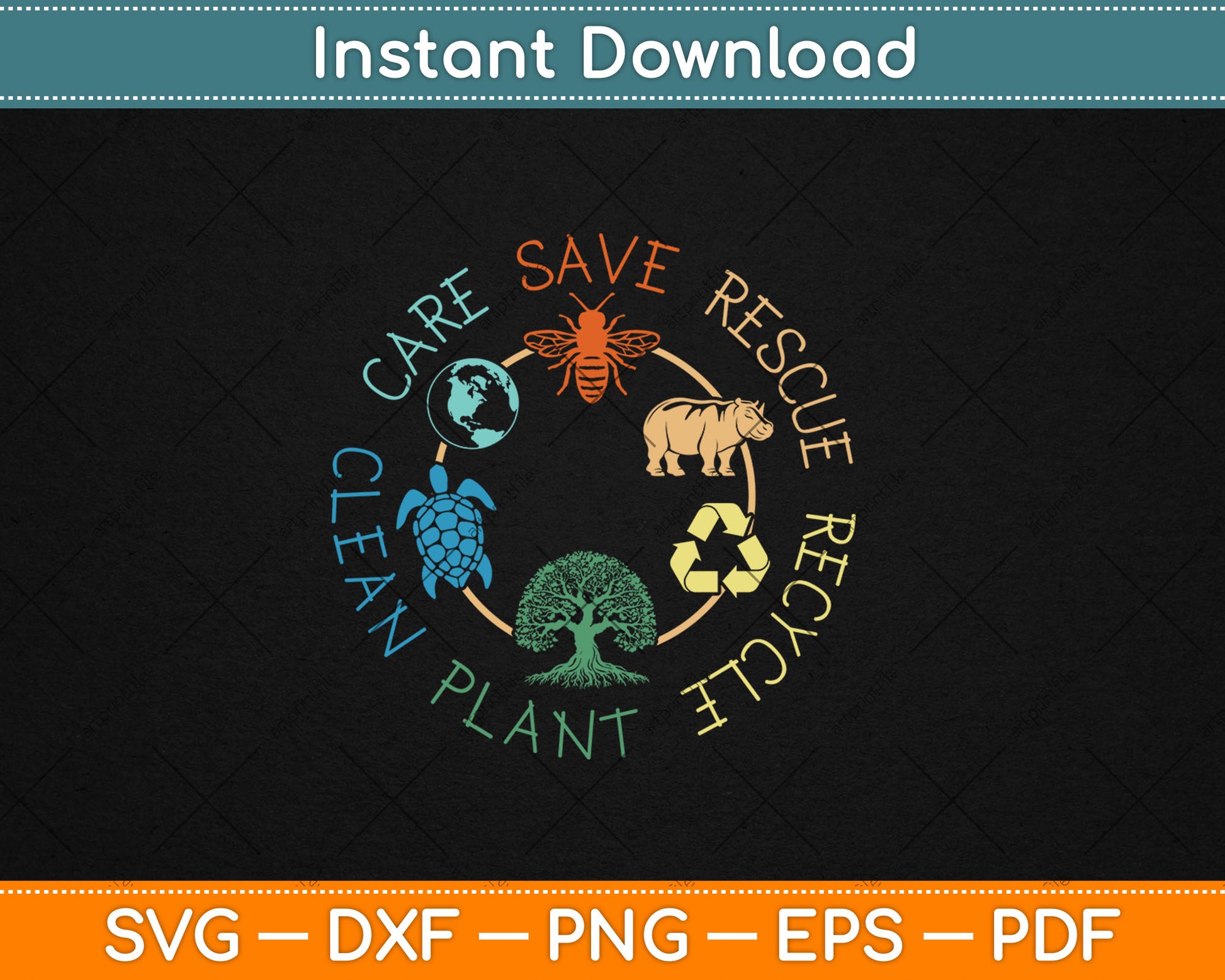 Save Bees Rescue Animals Recycle Plastic Earth Day Svg Digital Cutting File