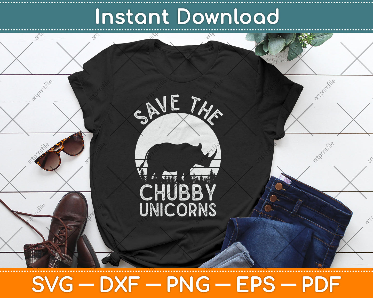 Save The Chubby Unicorns Funny Rhino Animal Rights Svg Digital Cutting File