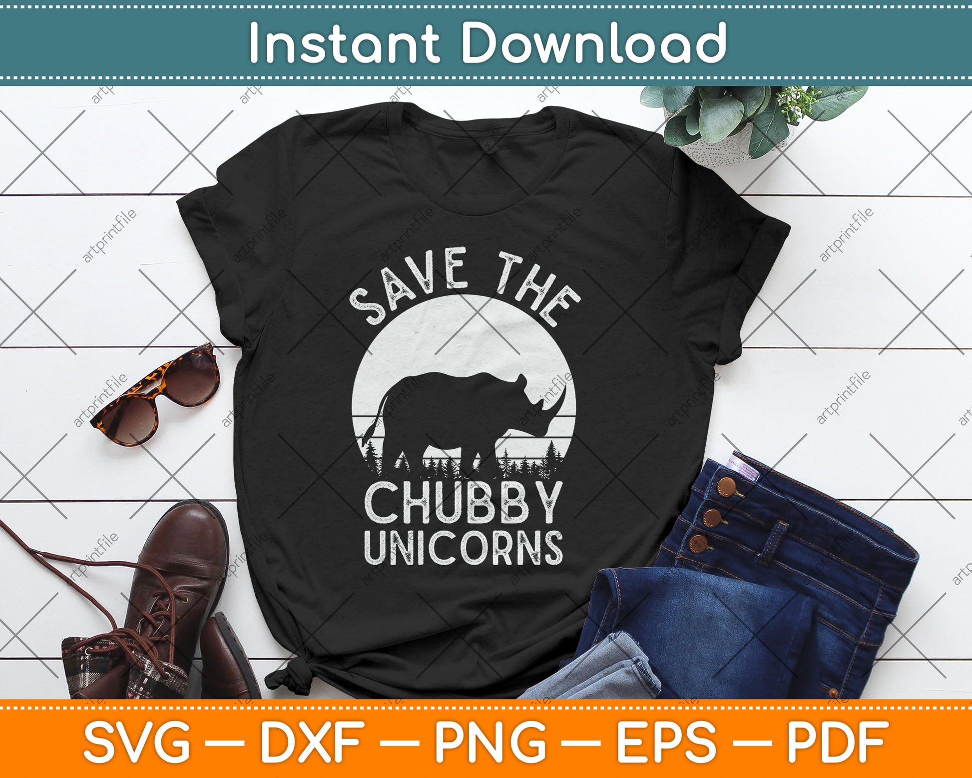 Save The Chubby Unicorns Funny Rhino Animal Rights Svg Digital Cutting File