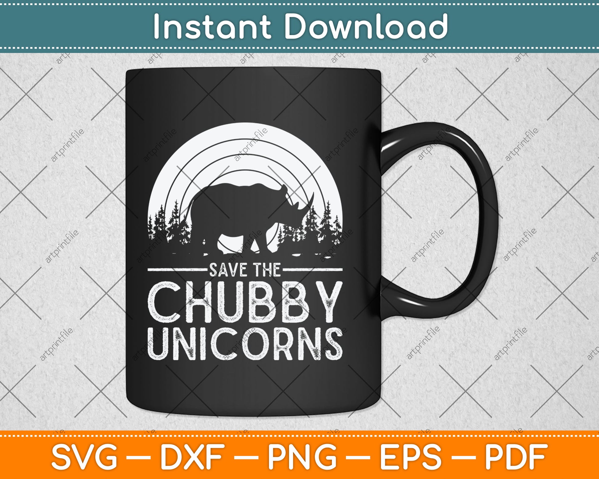 Save The Chubby Unicorns Rhino Svg Digital Cutting File