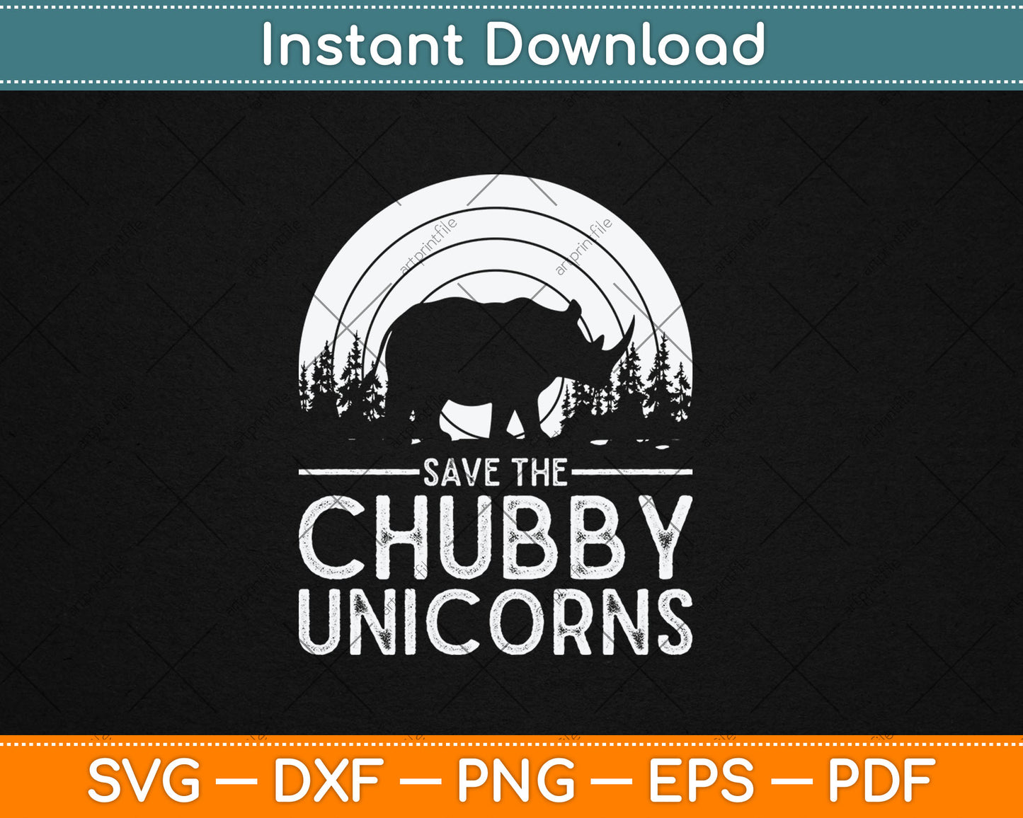 Save The Chubby Unicorns Rhino Svg Digital Cutting File