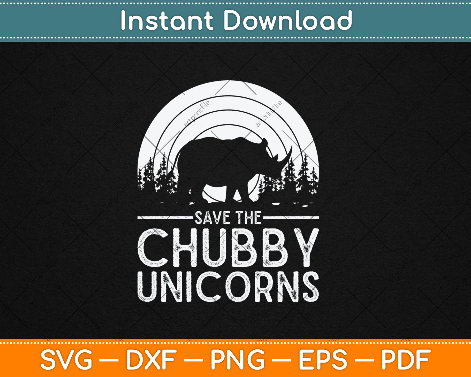 Save The Chubby Unicorns Rhino Svg Digital Cutting File