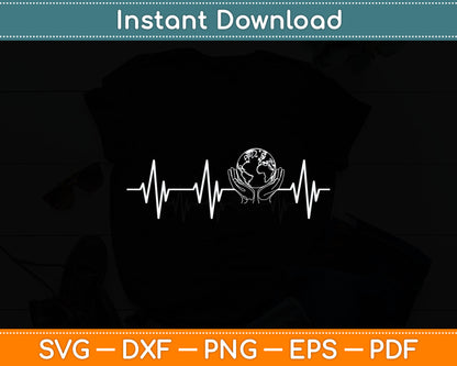 Save The Planet Heartbeat on World Earth Day Environmental Svg Digital Cutting File
