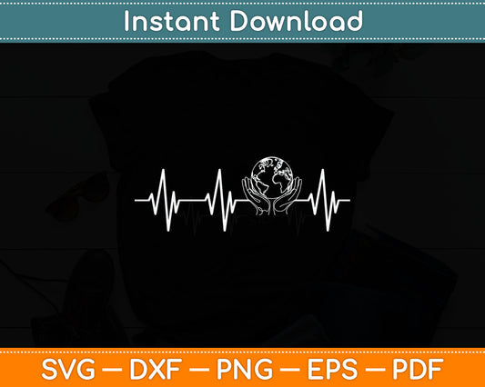 Save The Planet Heartbeat on World Earth Day Environmental Svg Digital Cutting File
