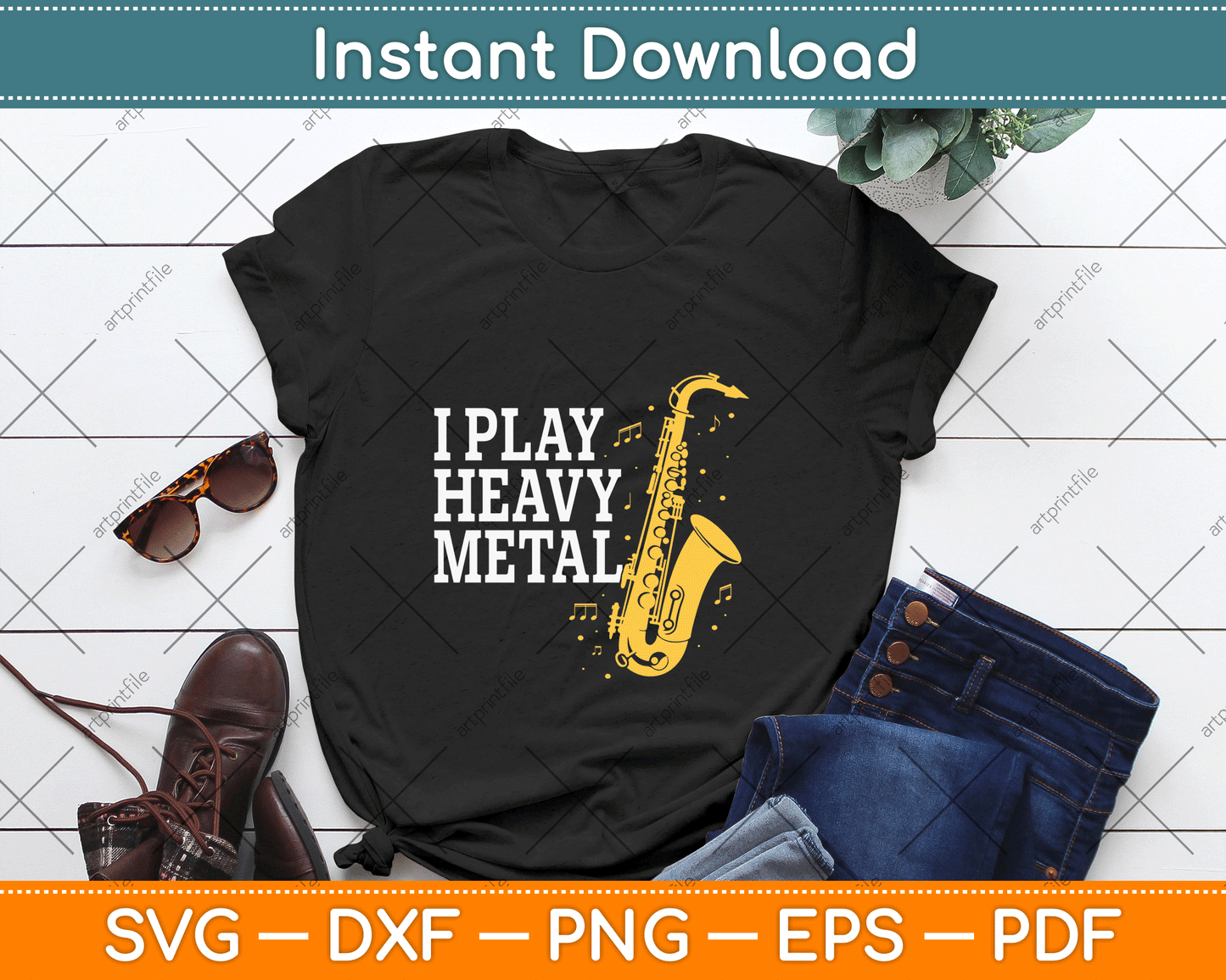 Saxophone I play Heavy Metal Saxophonist Euphonium Baritone SVG Digital Cutting File