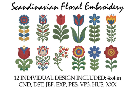 Scandinavian Floral Embroidery Bundle