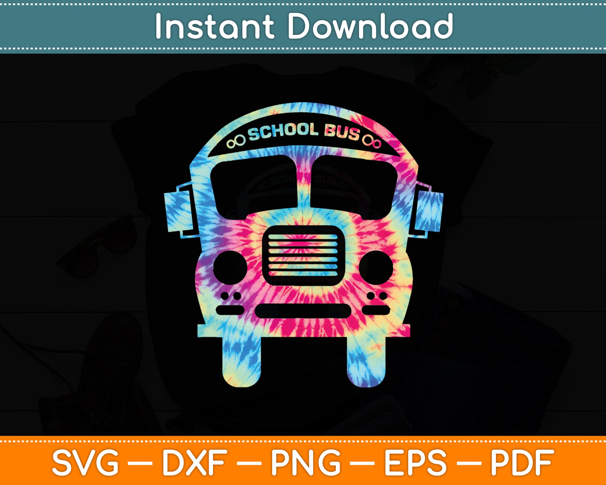 School Bus Driver And Busman Retro Tie Dye School Bus Svg Digital Cutting File