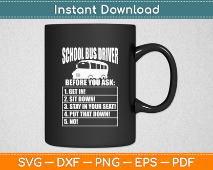 School Bus Driver Rules Work School Bus Driver Svg Digital Cutting File